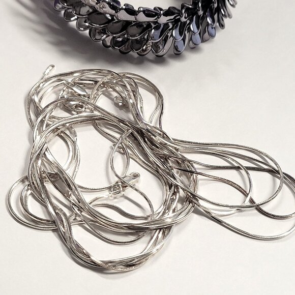 30 Inch Sterling Silver Snake Necklace, 925 Sterling Silver Chain 30 in - Picture 2 of 14